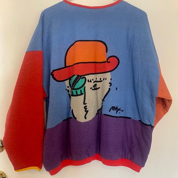 Peter Max 80's Vintage Neomax Sweater - Medium - Reversible - Picture 5 of 6